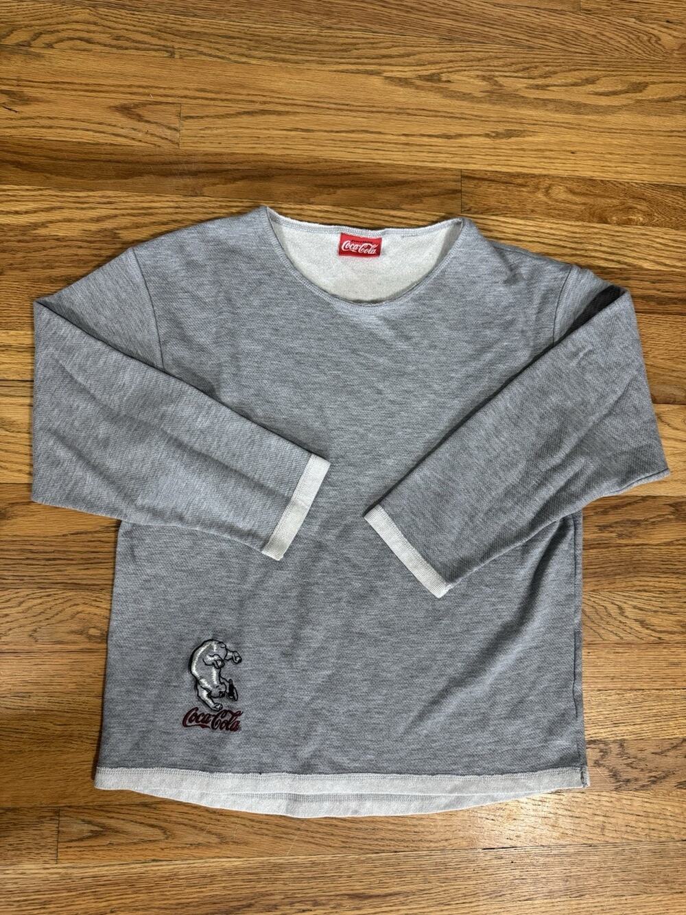 Coca-Cola Sweatshirt Mens Large Gray Crewneck Pullover Soda Graphic 90s Gauzy